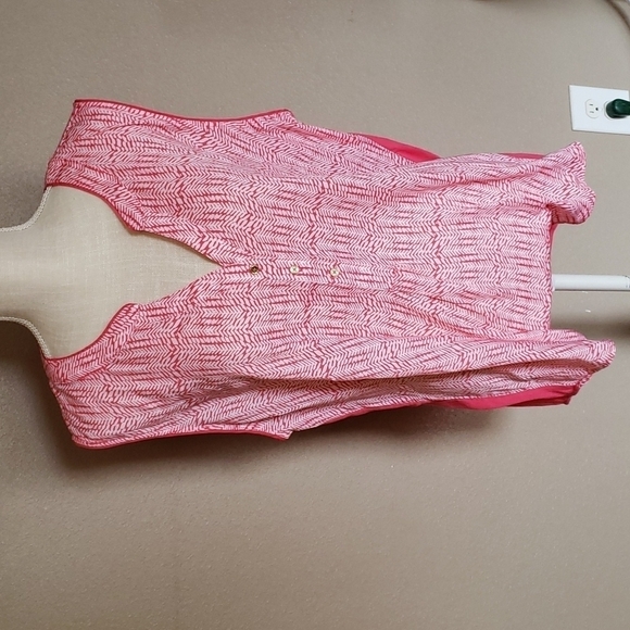 NWT Hanna & Gracie Chevron print flowy sleeveless v neck Grandmacore Chiffon - Picture 1 of 5